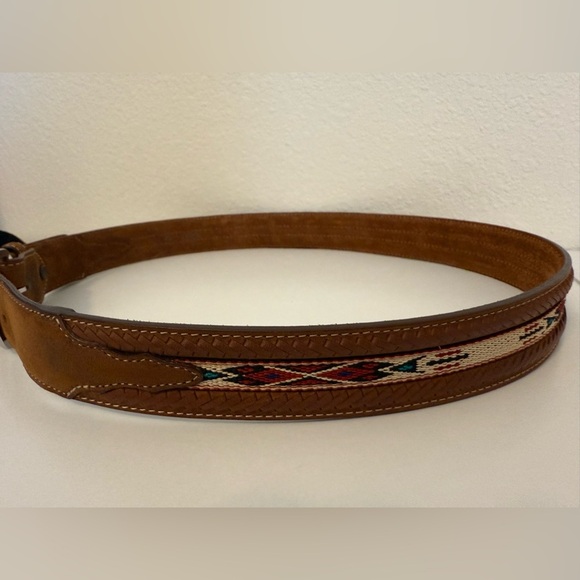 Tony Lama Laced Edge Horsehair Ribbon Western Leather Belt - Picture 6 of 12